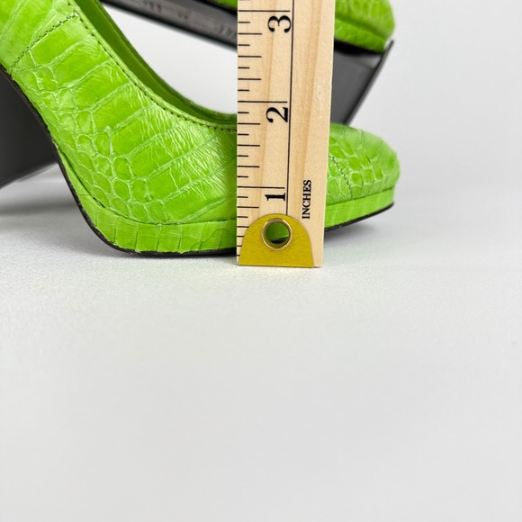 Lauren Ralph Lauren Kailee Green Size 7 Snakeskin Pointed Toe Stiletto Heel - Picture 6 of 12